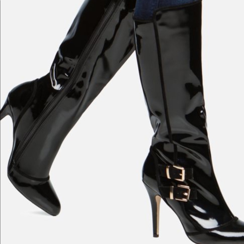 Patent leather boots